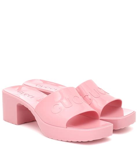 gucci logo rubber platform sandals